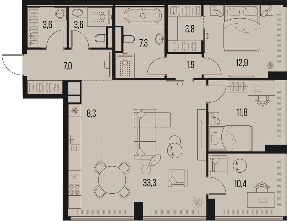 3-BD Apartment Sale, 103.9平方米 at High Life, Letnikovskaya Street, 11/10с1, Moscow, Russia #1