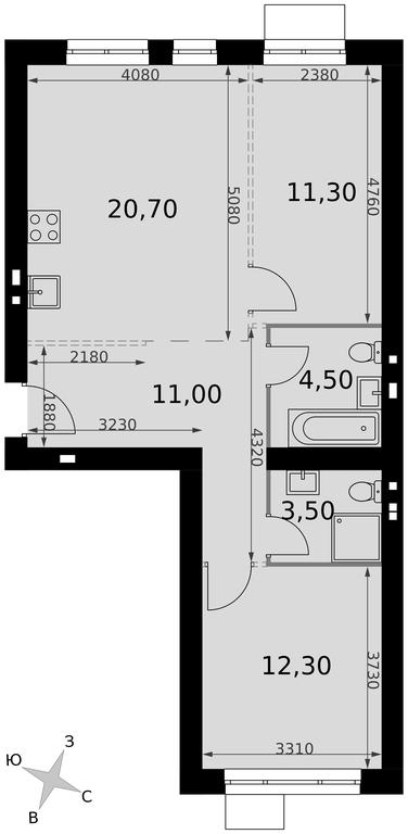 3-BD Apartment Sale, 63.3 sq. m. at Апрелевка, Naro-Fominskiy City District, Moscow Region, Russia #2