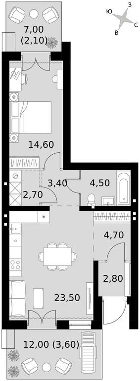 2-BD Apartment Sale, 61.9平方米 at Апрелевка, Naro-Fominskiy City District, Moscow Region, Russia #1