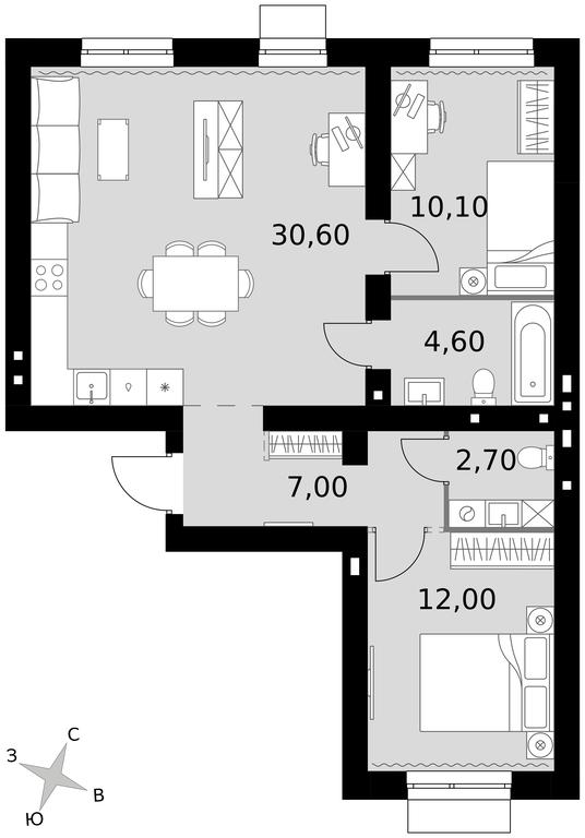 3-BD Apartment Sale, 67 sq. m. at Апрелевка, Naro-Fominskiy City District, Moscow Region, Russia #1