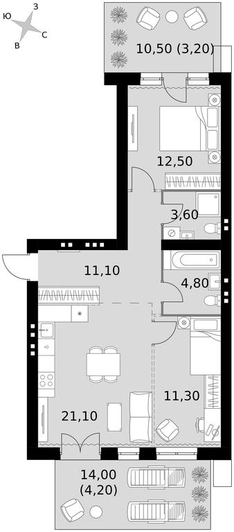 3-BD Apartment Sale, 71.8 sq. m. at Апрелевка, Naro-Fominskiy City District, Moscow Region, Russia #1