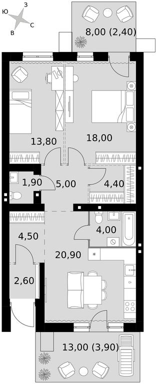 3-BD Apartment Sale, 81.4 sq. m. at Апрелевка, Naro-Fominskiy City District, Moscow Region, Russia #1