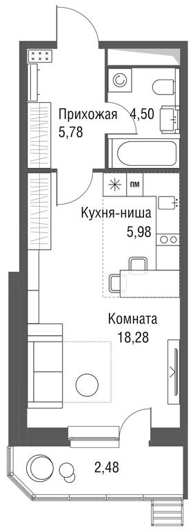 Apartment Sale, 37.02平方米 at Odinburg, Severnaya Street, 11, Odintsovo, Moscow Region, Russia #1