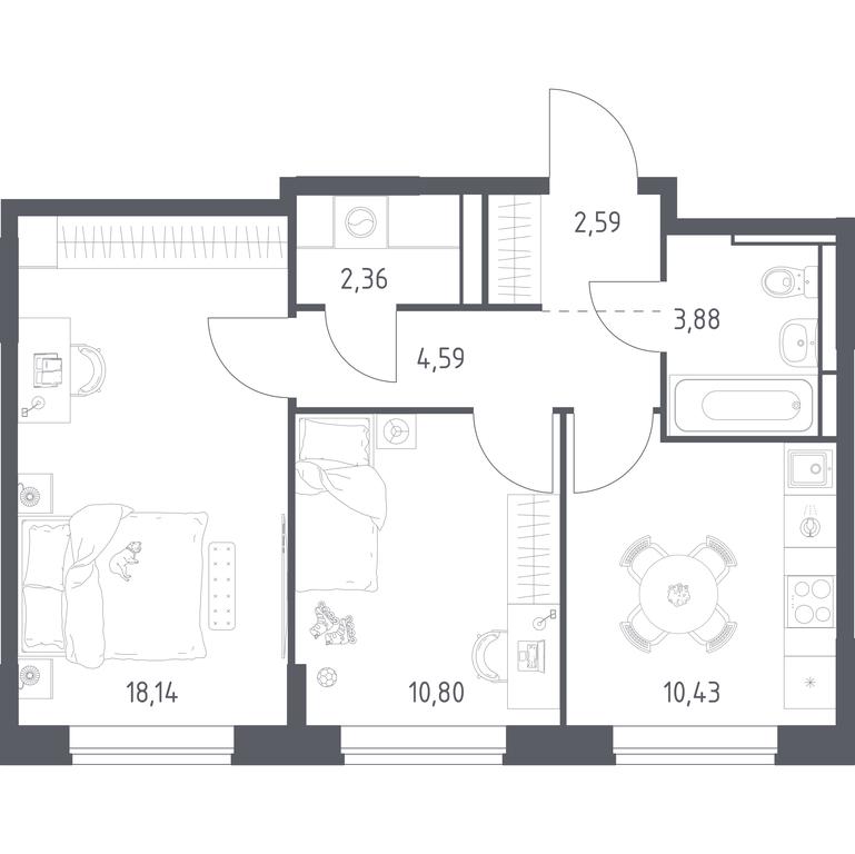 1-BD Apartment Sale, 52.79 sq. m. at Pribrezhnyi Park, Pribrezhniy Park Residential Complex, Village of Yam, Domodedovo City District, Moscow Region, Russia #1 1-BD Apartment Sale, 52.79 sq. m. at Pribrezhnyi Park, Pribrezhniy Park Residential Complex, Village of Yam, Domodedovo City District, Moscow Region, Russia #1