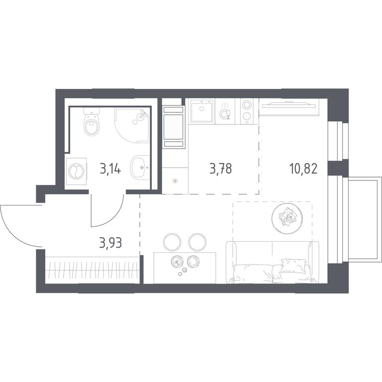 Apartment Sale, 21.67平方米 at Tomilino Park, 1-y kvartal, posyolok Zhilino-1, Lubertsy City District, Moscow Region, Russia #1