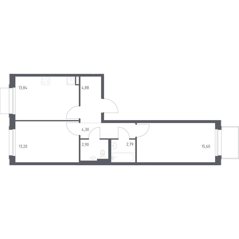 1-BD Apartment Sale, 57.51 sq. m. at Novoe Vnukovo, kvartal № 38, Kokoshkino Settlement, Moscow, Russia #1 1-BD Apartment Sale, 57.51 sq. m. at Novoe Vnukovo, kvartal № 38, Kokoshkino Settlement, Moscow, Russia #1