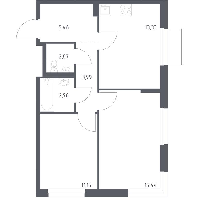 1-BD Apartment Sale, 54.4平方米 at Novoe Vnukovo, kvartal № 38, Kokoshkino Settlement, Moscow, Russia #1 1-BD Apartment Sale, 54.4平方米 at Novoe Vnukovo, kvartal № 38, Kokoshkino Settlement, Moscow, Russia #1