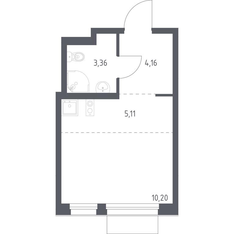 Apartment Sale, 22.83平方米 at Novoe Vnukovo, kvartal № 38, Kokoshkino Settlement, Moscow, Russia #1