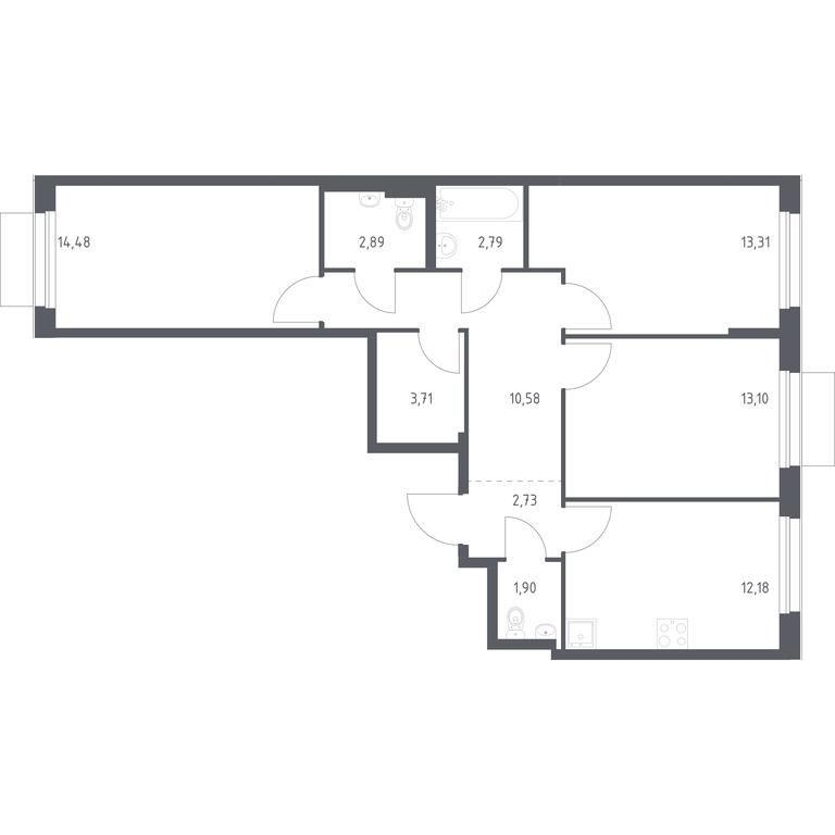 2-BD Apartment Sale, 77.67平方米 at Novoe Vnukovo, kvartal № 38, Kokoshkino Settlement, Moscow, Russia #1 2-BD Apartment Sale, 77.67平方米 at Novoe Vnukovo, kvartal № 38, Kokoshkino Settlement, Moscow, Russia #1
