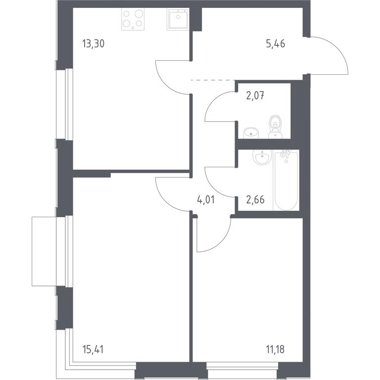1-BD Apartment Sale, 54.09 sq. m. at Novoe Vnukovo, kvartal № 38, Kokoshkino Settlement, Moscow, Russia #1 1-BD Apartment Sale, 54.09 sq. m. at Novoe Vnukovo, kvartal № 38, Kokoshkino Settlement, Moscow, Russia #1