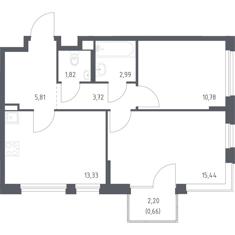 1-BD Apartment Sale, 54.55平方米 at Novoe Vnukovo, kvartal № 38, Kokoshkino Settlement, Moscow, Russia #1 1-BD Apartment Sale, 54.55平方米 at Novoe Vnukovo, kvartal № 38, Kokoshkino Settlement, Moscow, Russia #1