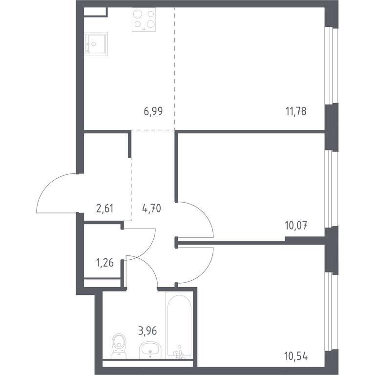 1-BD Apartment Sale, 51.91 sq. m. at Novoe Vnukovo, kvartal № 38, Kokoshkino Settlement, Moscow, Russia #1 1-BD Apartment Sale, 51.91 sq. m. at Novoe Vnukovo, kvartal № 38, Kokoshkino Settlement, Moscow, Russia #1
