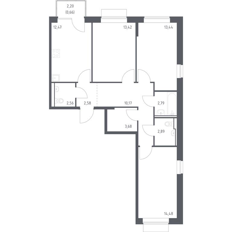 2-BD Apartment Sale, 79.14 sq. m. at Novoe Vnukovo, kvartal № 38, Kokoshkino Settlement, Moscow, Russia #1 2-BD Apartment Sale, 79.14 sq. m. at Novoe Vnukovo, kvartal № 38, Kokoshkino Settlement, Moscow, Russia #1