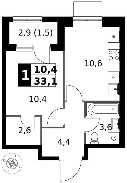 1-BD Apartment Sale, 33.1 sq. m. at 1 Izmajlovskij, Montazhnaya Street, 8с13, Moscow, Russia #1 1-BD Apartment Sale, 33.1 sq. m. at 1 Izmajlovskij, Montazhnaya Street, 8с13, Moscow, Russia #1