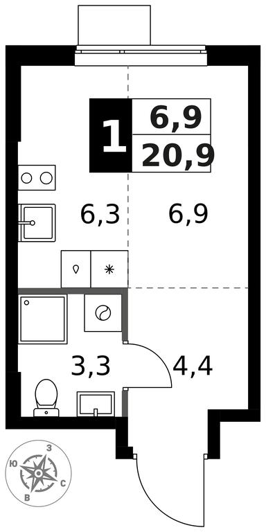 Apartment Sale, 20.9平方米 at 1 Izmajlovskij, Montazhnaya Street, 8с13, Moscow, Russia #1 Apartment Sale, 20.9平方米 at 1 Izmajlovskij, Montazhnaya Street, 8с13, Moscow, Russia #1