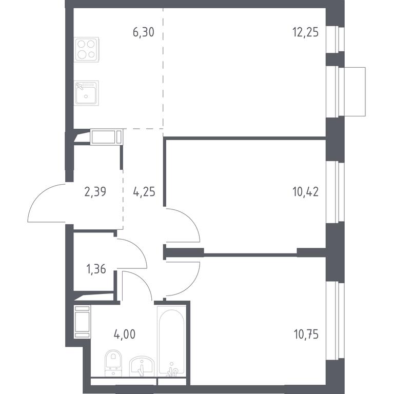 1-BD Apartment Sale, 51.72平方米 at Piatnitskie Luga, Pyatnitskoye Highway, 2, derevnya Yurlovo, Solnechnogorsk City District, Moscow Region, Russia #1