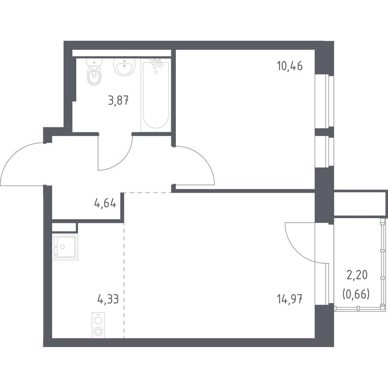 Apartment Sale, 38.93平方米 at Kvartal Aviatorov, ulitsa Koldunova, Aviatorov Microdistrict, Balashikha, Moscow Region, Russia #1