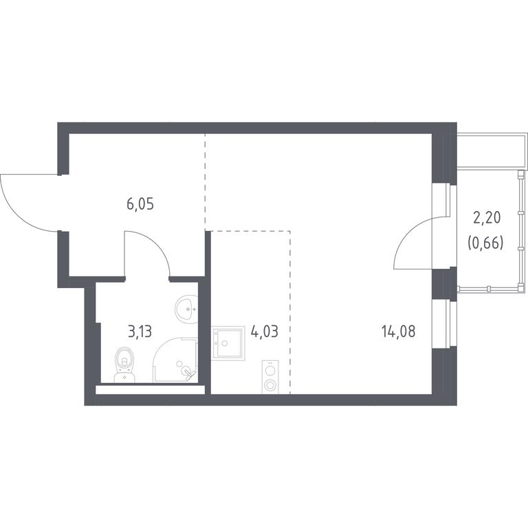 Apartment Sale, 27.95平方米 at Kvartal Aviatorov, ulitsa Koldunova, Aviatorov Microdistrict, Balashikha, Moscow Region, Russia #1