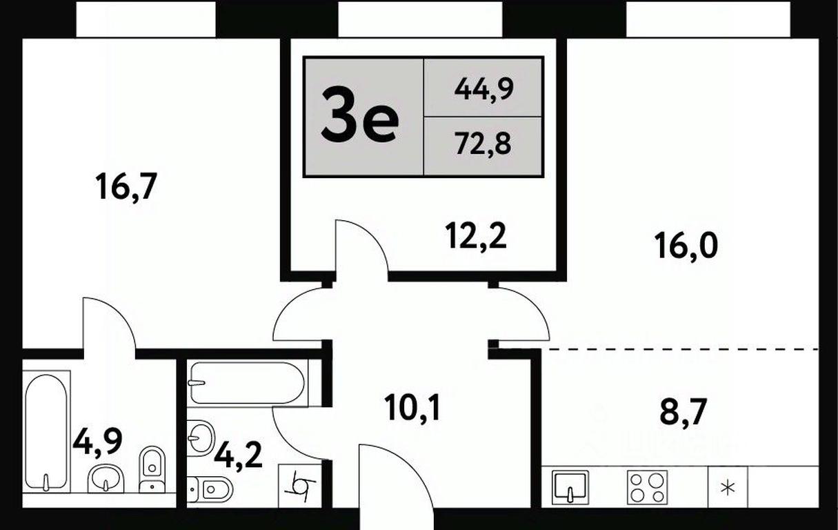 2-BD Apartment Sale, 72.8 sq. m. at Festival park-2, Festivalnaya Street, Moscow, Russia #1