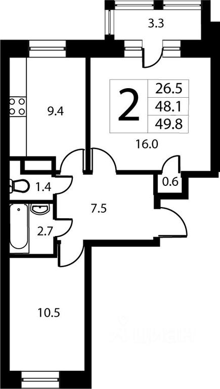 1-BD Apartment Sale, 48.7 sq. m. at Laykovo, zhiloy kompleks Gorod-sobytiye Laykovo, selo Laykovo, Odintsovskiy Urban District, Moscow Region, Russia #1