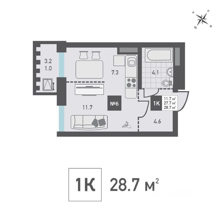 Apartment Sale, 28.7平方米 at Zelenograd Rivera, ulitsa Lyotchika Polagushina, Zelenograd, Moscow, Russia #1