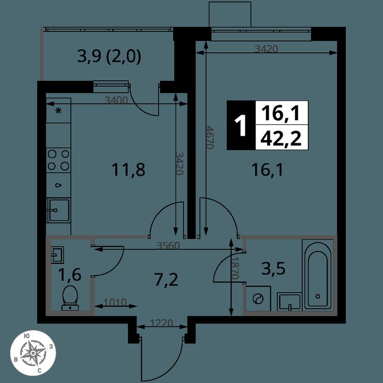 1-BD Apartment Sale, 42.2 sq. m. at Pervy Yuzhny, zhiloy kompleks Pervy Yuzhny, Leninskiy City District, Moscow Region, Russia #2 1-BD Apartment Sale, 42.2 sq. m. at Pervy Yuzhny, zhiloy kompleks Pervy Yuzhny, Leninskiy City District, Moscow Region, Russia #2