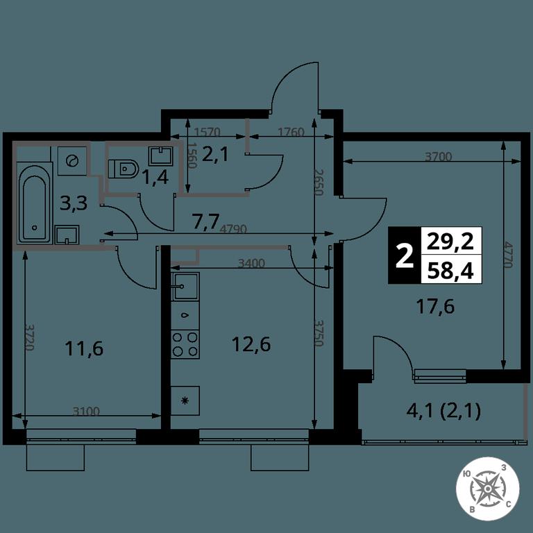 2-BD Apartment Sale, 58.4 sq. m. at Yzhnaya Bitsa, Yuzhnaya Bitsa Residential Complex, posyolok Bittsa, Leninskiy City District, Moscow Region, Russia #1 2-BD Apartment Sale, 58.4 sq. m. at Yzhnaya Bitsa, Yuzhnaya Bitsa Residential Complex, posyolok Bittsa, Leninskiy City District, Moscow Region, Russia #1