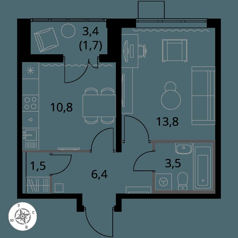 1-BD Apartment Sale, 37.7 sq. m. at Pervy Yuzhny, zhiloy kompleks Pervy Yuzhny, Leninskiy City District, Moscow Region, Russia #1 1-BD Apartment Sale, 37.7 sq. m. at Pervy Yuzhny, zhiloy kompleks Pervy Yuzhny, Leninskiy City District, Moscow Region, Russia #1
