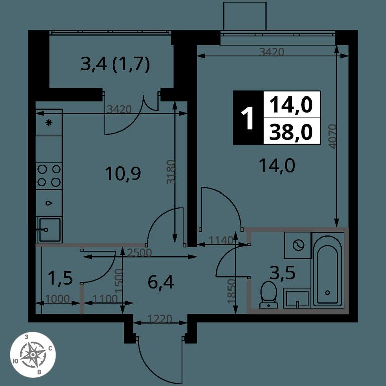 1-BD Apartment Sale, 38 sq. m. at Pervy Yuzhny, zhiloy kompleks Pervy Yuzhny, Leninskiy City District, Moscow Region, Russia #2 1-BD Apartment Sale, 38 sq. m. at Pervy Yuzhny, zhiloy kompleks Pervy Yuzhny, Leninskiy City District, Moscow Region, Russia #2