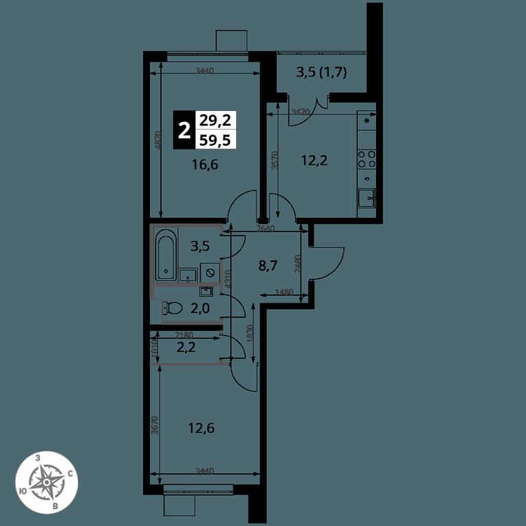 2-BD Apartment Sale, 59.5 sq. m. at Pervy Yuzhny, zhiloy kompleks Pervy Yuzhny, Leninskiy City District, Moscow Region, Russia #2 2-BD Apartment Sale, 59.5 sq. m. at Pervy Yuzhny, zhiloy kompleks Pervy Yuzhny, Leninskiy City District, Moscow Region, Russia #2