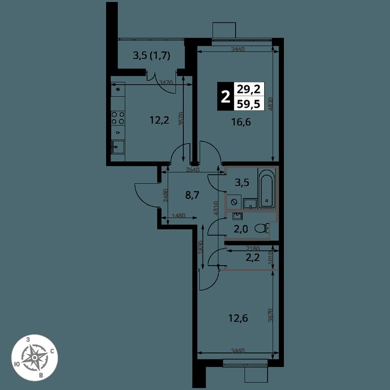 Продажа 2-комн. квартиры, 59,5 м² в ЖК «Первый Южный», жилой комплекс Первый Южный, Ленинский городской округ, Московская область, Россия #2 Продажа 2-комн. квартиры, 59,5 м² в ЖК «Первый Южный», жилой комплекс Первый Южный, Ленинский городской округ, Московская область, Россия #2