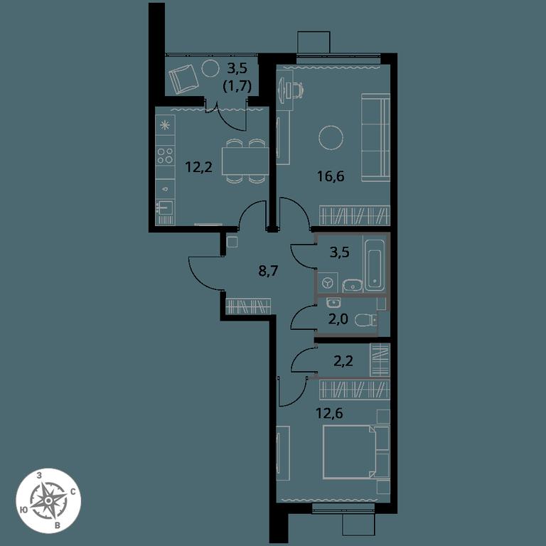 Продажа 2-комн. квартиры, 59,5 м² в ЖК «Первый Южный», жилой комплекс Первый Южный, Ленинский городской округ, Московская область, Россия #1 Продажа 2-комн. квартиры, 59,5 м² в ЖК «Первый Южный», жилой комплекс Первый Южный, Ленинский городской округ, Московская область, Россия #1