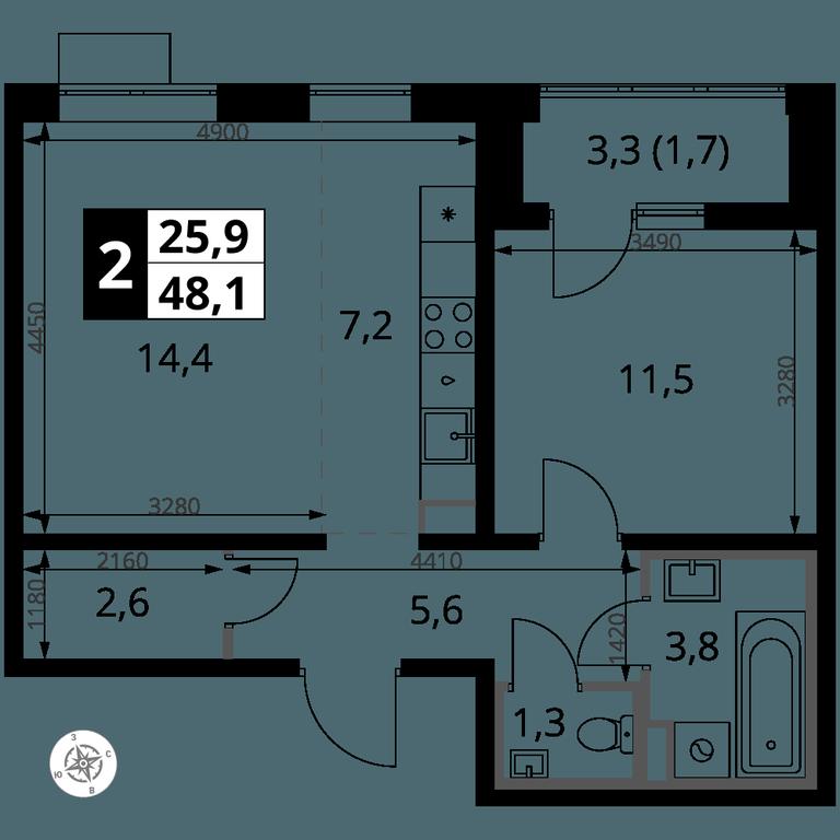2-BD Apartment Sale, 48.1 sq. m. at Pervy Yuzhny, zhiloy kompleks Pervy Yuzhny, Leninskiy City District, Moscow Region, Russia #1 2-BD Apartment Sale, 48.1 sq. m. at Pervy Yuzhny, zhiloy kompleks Pervy Yuzhny, Leninskiy City District, Moscow Region, Russia #1