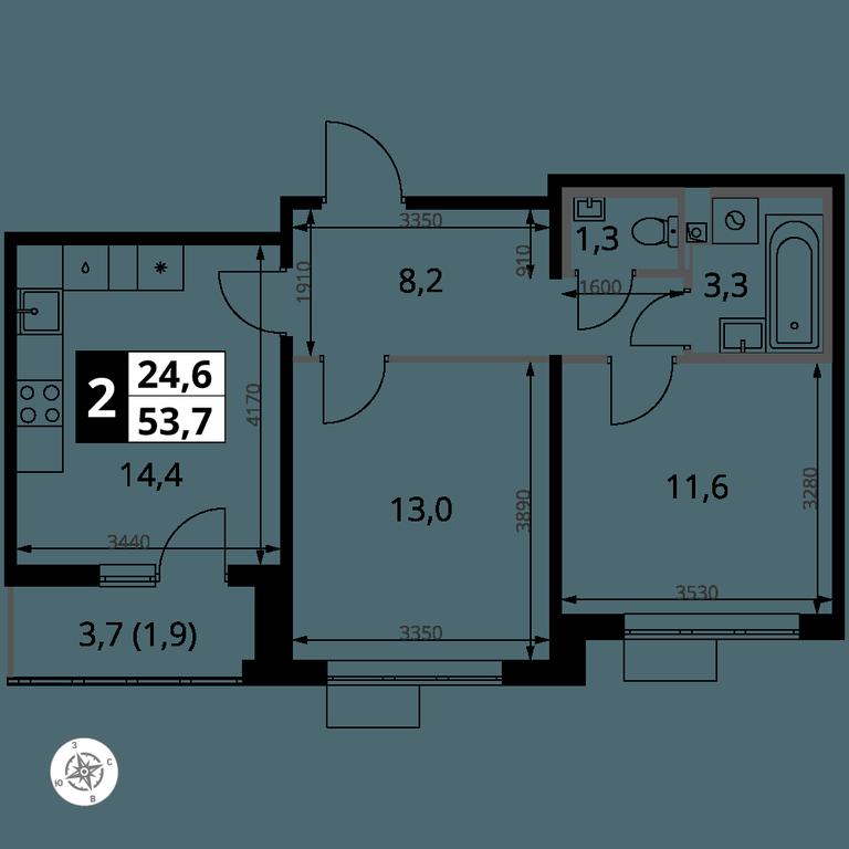 2-BD Apartment Sale, 53.7 sq. m. at Pervy Yuzhny, zhiloy kompleks Pervy Yuzhny, Leninskiy City District, Moscow Region, Russia #1 2-BD Apartment Sale, 53.7 sq. m. at Pervy Yuzhny, zhiloy kompleks Pervy Yuzhny, Leninskiy City District, Moscow Region, Russia #1