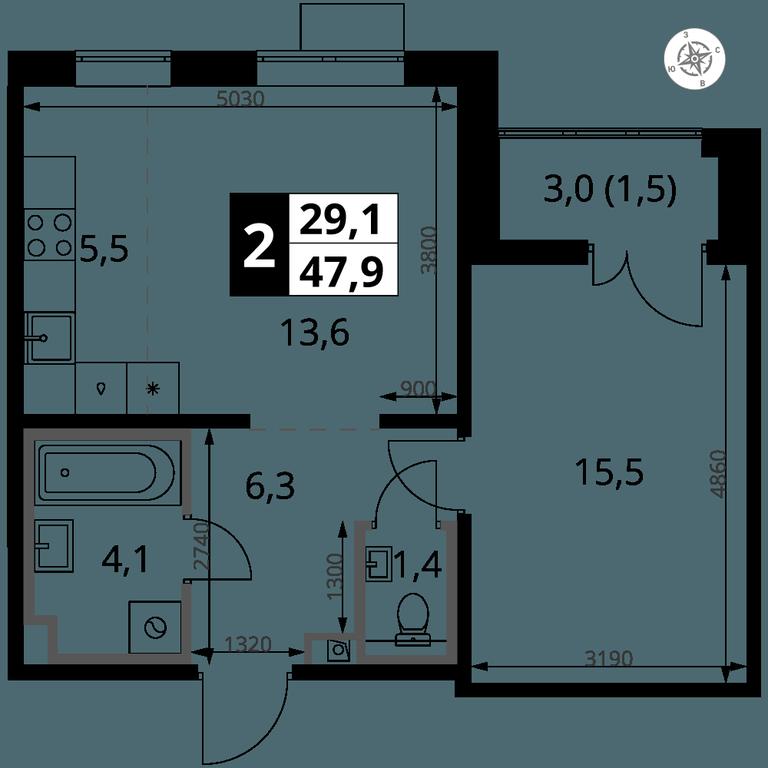 2-BD Apartment Sale, 47.9 sq. m. at Pervy Yuzhny, zhiloy kompleks Pervy Yuzhny, Leninskiy City District, Moscow Region, Russia #1 2-BD Apartment Sale, 47.9 sq. m. at Pervy Yuzhny, zhiloy kompleks Pervy Yuzhny, Leninskiy City District, Moscow Region, Russia #1