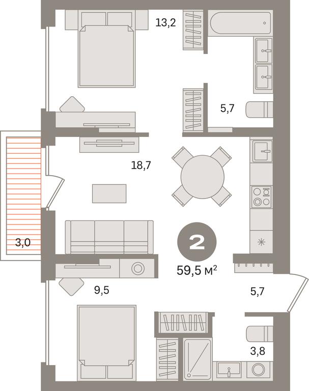 2-BD Apartment Sale, 59.5 sq. m. at Pervy kvartal, Kalinovaya ulitsa, derevnya Sapronovo, Leninskiy City District, Moscow Region, Russia #1 2-BD Apartment Sale, 59.5 sq. m. at Pervy kvartal, Kalinovaya ulitsa, derevnya Sapronovo, Leninskiy City District, Moscow Region, Russia #1