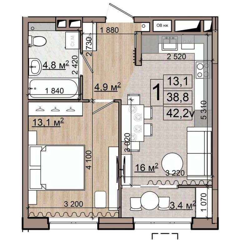 Apartment Sale, 42.2平方米 at Grand Komfort, Gudkova Street, Zhukovsky, Moscow Region, Russia #1 Apartment Sale, 42.2平方米 at Grand Komfort, Gudkova Street, Zhukovsky, Moscow Region, Russia #1