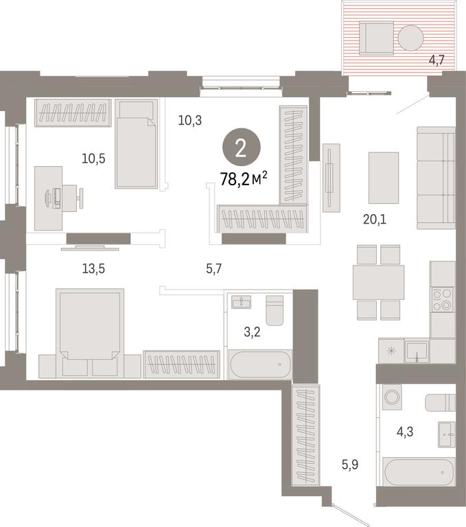 3-BD Apartment Sale, 78.2 sq. m. at Kvartal Metronom, Tagilskaya Street, Moscow, Russia #1 3-BD Apartment Sale, 78.2 sq. m. at Kvartal Metronom, Tagilskaya Street, Moscow, Russia #1