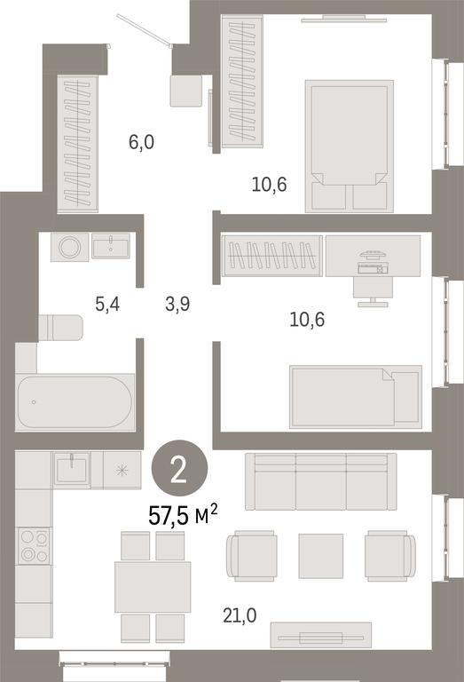 2-BD Apartment Sale, 57.5 sq. m. at Kvartal Metronom, Tagilskaya Street, Moscow, Russia #1 2-BD Apartment Sale, 57.5 sq. m. at Kvartal Metronom, Tagilskaya Street, Moscow, Russia #1