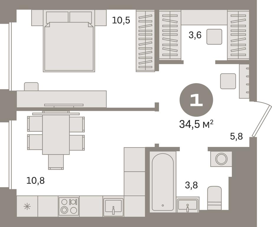 1-BD Apartment Sale, 34.5 sq. m. at Kvartal Gercena, zhiloy kompleks Kvartal Gertsena, Moscow, Russia #1 1-BD Apartment Sale, 34.5 sq. m. at Kvartal Gercena, zhiloy kompleks Kvartal Gertsena, Moscow, Russia #1