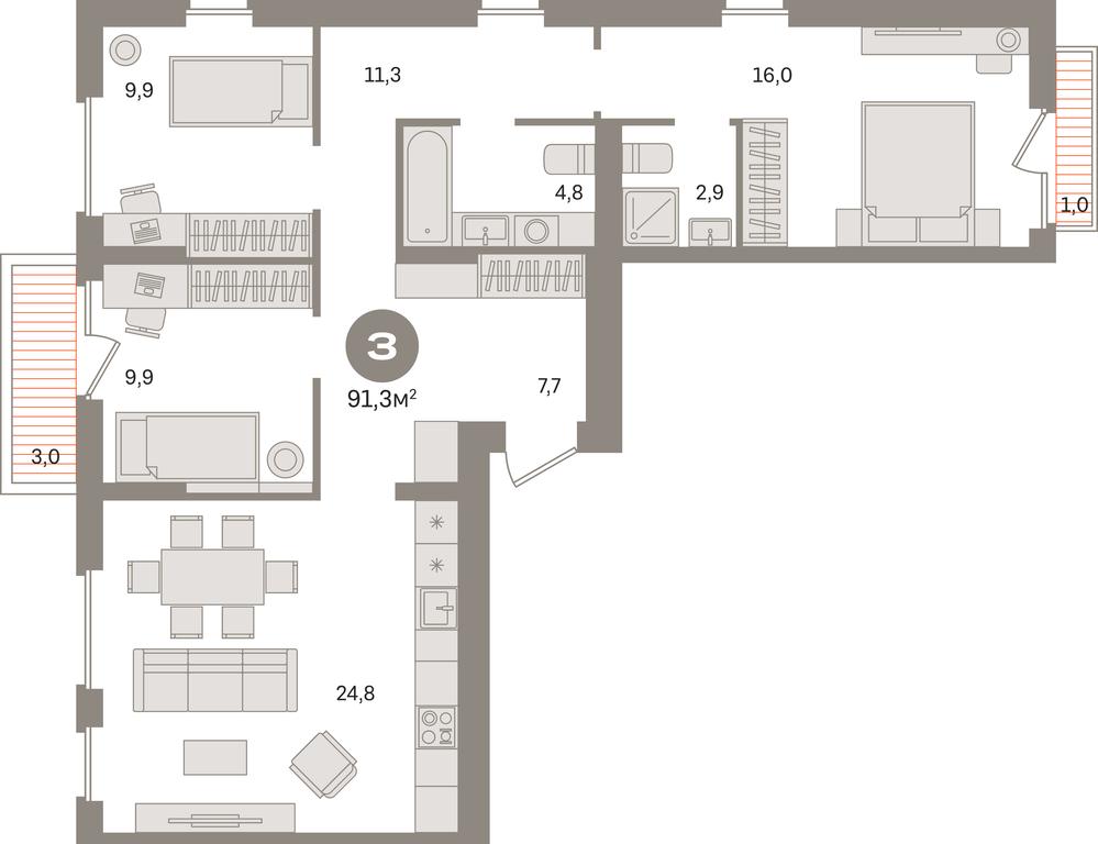 3-BD Apartment Sale, 91.3 sq. m. at Pervy kvartal, Kalinovaya ulitsa, derevnya Sapronovo, Leninskiy City District, Moscow Region, Russia #1 3-BD Apartment Sale, 91.3 sq. m. at Pervy kvartal, Kalinovaya ulitsa, derevnya Sapronovo, Leninskiy City District, Moscow Region, Russia #1