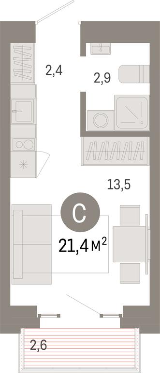 Apartment Sale, 21.4 sq. m. at Kvartal Metronom, Tagilskaya Street, Moscow, Russia #1