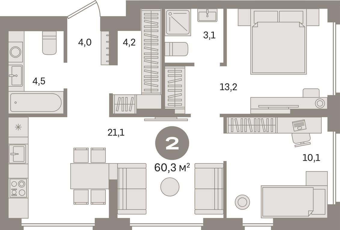2-BD Apartment Sale, 60.3平方米 at Pervy kvartal, Kalinovaya ulitsa, derevnya Sapronovo, Leninskiy City District, Moscow Region, Russia #1 2-BD Apartment Sale, 60.3平方米 at Pervy kvartal, Kalinovaya ulitsa, derevnya Sapronovo, Leninskiy City District, Moscow Region, Russia #1