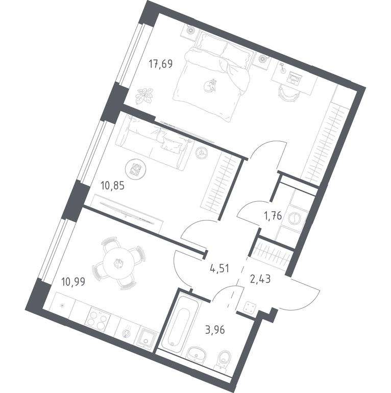 1-BD Apartment Sale, 52.19平方米 at Kvartal Zapadnyj, kvartal № 76, Marushkinskoye Settlement, Moscow, Russia #1 1-BD Apartment Sale, 52.19平方米 at Kvartal Zapadnyj, kvartal № 76, Marushkinskoye Settlement, Moscow, Russia #1