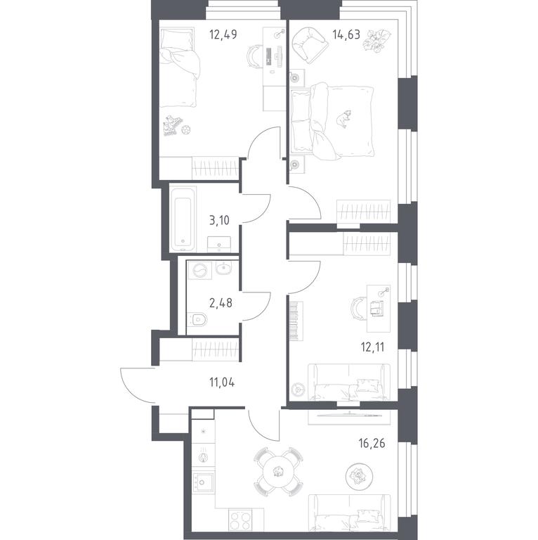 2-BD Apartment Sale, 72.11平方米 at Kvartal Strogino, zhiloy kompleks Kvartal Strogino, Krasnogorsk, Moscow Region, Russia #1 2-BD Apartment Sale, 72.11平方米 at Kvartal Strogino, zhiloy kompleks Kvartal Strogino, Krasnogorsk, Moscow Region, Russia #1