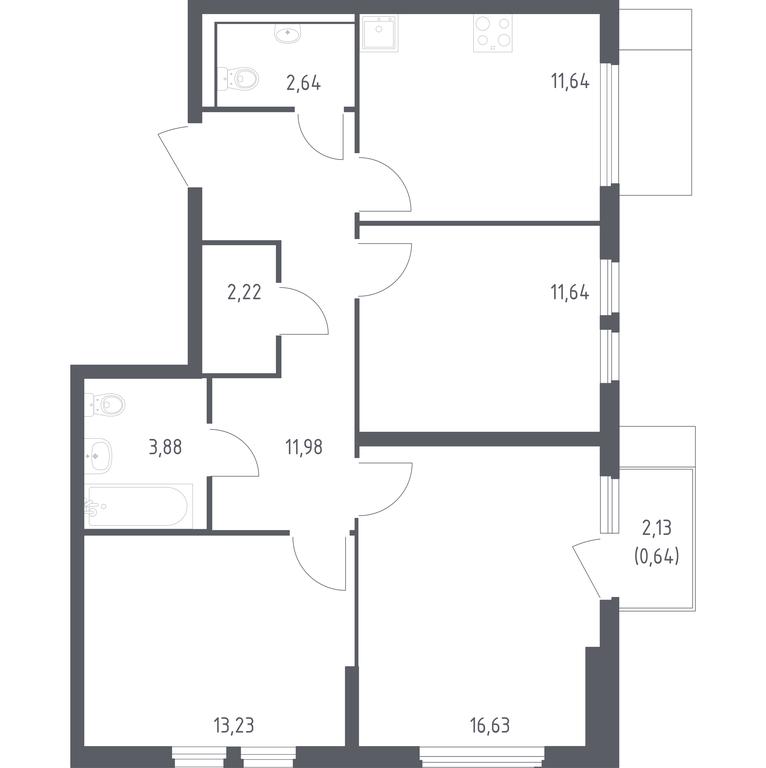 2-BD Apartment Sale, 74.5 sq. m. at Ostafevo, Ostafyevskoe Highway, 12к1, Ryazanovskoe Settlement, Moscow, Russia #1 2-BD Apartment Sale, 74.5 sq. m. at Ostafevo, Ostafyevskoe Highway, 12к1, Ryazanovskoe Settlement, Moscow, Russia #1