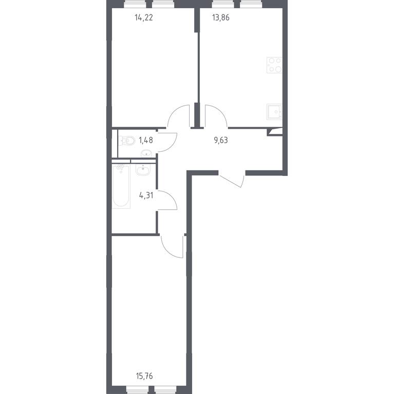 1-BD Apartment Sale, 59.26 sq. m. at Ostafevo, Ostafyevskoe Highway, 12к1, Ryazanovskoe Settlement, Moscow, Russia #1