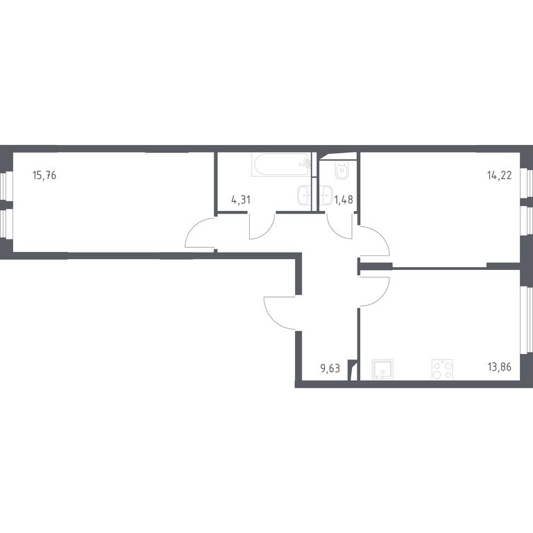 1-BD Apartment Sale, 59.26 sq. m. at Ostafevo, Ostafyevskoe Highway, 12к1, Ryazanovskoe Settlement, Moscow, Russia #1 1-BD Apartment Sale, 59.26 sq. m. at Ostafevo, Ostafyevskoe Highway, 12к1, Ryazanovskoe Settlement, Moscow, Russia #1