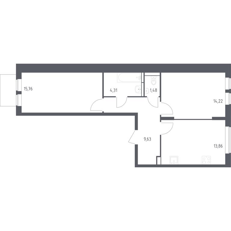 1-BD Apartment Sale, 59.26平方米 at Ostafevo, Ostafyevskoe Highway, 12к1, Ryazanovskoe Settlement, Moscow, Russia #1 1-BD Apartment Sale, 59.26平方米 at Ostafevo, Ostafyevskoe Highway, 12к1, Ryazanovskoe Settlement, Moscow, Russia #1