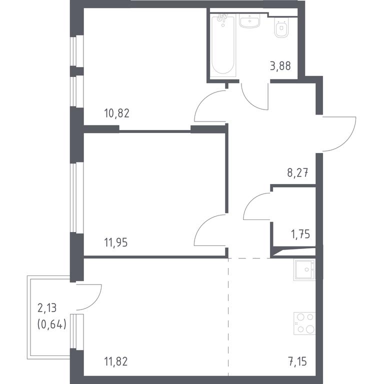 1-BD Apartment Sale, 56.28 sq. m. at Ostafevo, Ostafyevskoe Highway, 12к1, Ryazanovskoe Settlement, Moscow, Russia #1